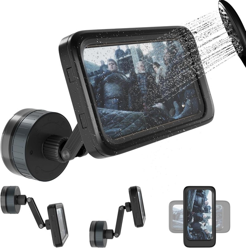 EFEALL Shower Phone Holder Waterproof, 480° Rotating Twist-Lock Suction Phone Holder for Shower, Anti-Fog & Sensitive Touch Screen Case, Fits Smartphone with Case up to 6.9" - Image 1